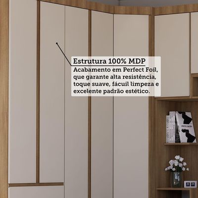 Guarda Roupa Casal Modulado Canto 9 Portas 6 Gavetas Veneza Avelã Pf-arenas Pf