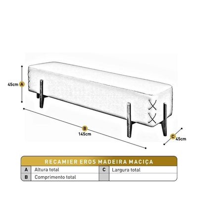 Recamier Eros Luxo Madeira Maciça Castellar Móbile Corino Off White Corino Off White