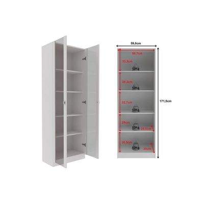 Armário Multiuso P/ área Serviço Am-3112 C/ 2 Portas C/ Vidro Branco - Tecno Mobili