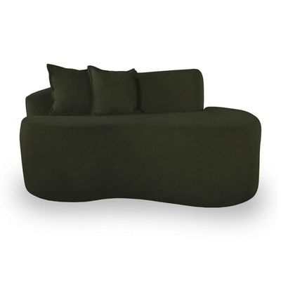 Sofá Sala Curvo 2 Lugares Bouclé Verde Musgo