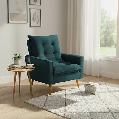 Poltrona Sala De Estar 92cm Toque Moderno Estofado Confortável Sofisticado Para Sua Sala Ester Verde