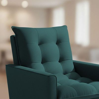 Poltrona Sala De Estar 92cm Toque Moderno Estofado Confortável Sofisticado Para Sua Sala Ester Verde
