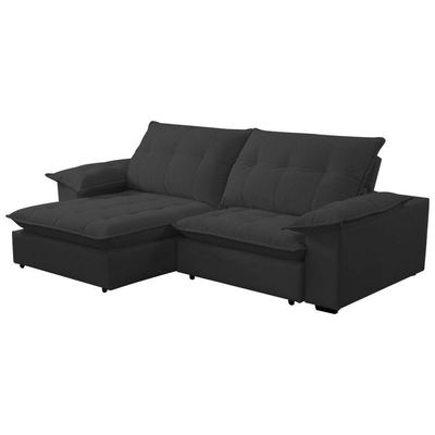 Sofá Retrátil E Reclinável Veludo 2,00m Lisboa - Conforto Premium E Design Elegante | Lansof Cores Grafite