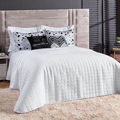 Kit Colcha Matelassê Percal 300 Fios Basic King 07 Peças 100% Poliéster - Branco Ethnic