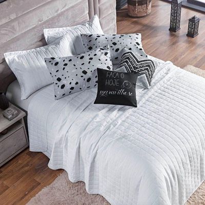 Kit Colcha Matelassê Percal 300 Fios Basic King 07 Peças 100% Poliéster - Branco Ethnic