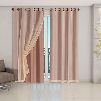 Cortina Blackout Pvc Com Tecido Voil 2,80 M X 2,80 M 100% Poliéster - Avelã
