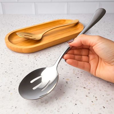 Colher Vazada Suporte Descanso Apoio Inox Servir Arroz Salada
