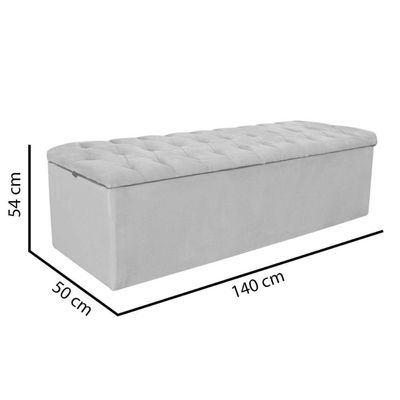 Calçadeira com Baú Espanha 140CM Casal Suede Madeira Vermelho