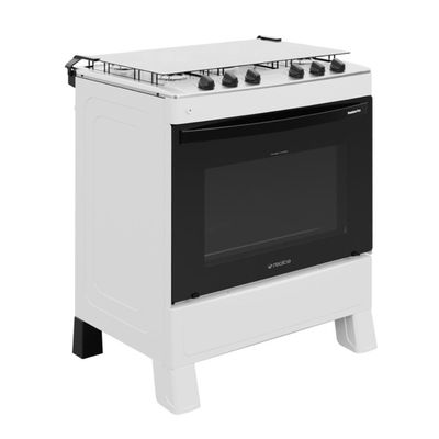 Fogão 5 Bocas A Gás Com Tampa Premium Plus Realce CR229 Branco Bivolt