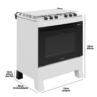 Fogão 5 Bocas A Gás Com Tampa Premium Plus Realce CR229 Branco Bivolt