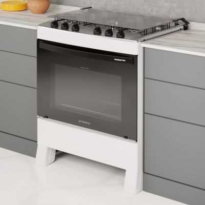 Fogão 5 Bocas A Gás Com Tampa Premium Plus Realce CR229 Branco Bivolt