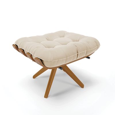 Poltrona com Puff Giratório Costela Suede Base de Madeira MA30 M11 - D'Rossi Preto