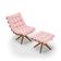 Poltrona com Puff Giratório Costela Suede Base de Madeira MA30 M11 - D'Rossi Rosa Bebê