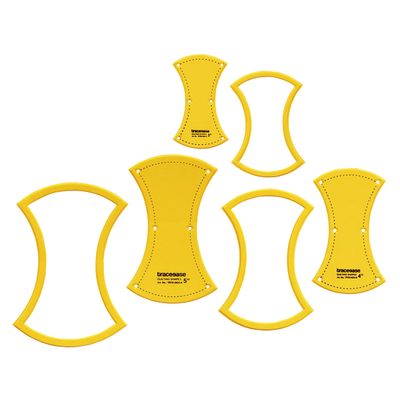 Conjunto de 3 Moldes/Estênceis Para Quilting 7,6/10,2/12,7 cm DIY Costura de Colchas e Patchwork - Traceease Amarelo