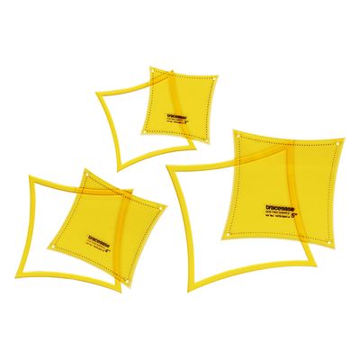 Conjunto de 3 Gabaritos para Acolchoamento de Almofadas, 8/10/13 cm, Modelos DIY para Costura e Patchwork - 6H - Traceease Amarelo