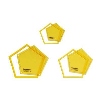 Conjunto de 3 Moldes/Estênceis de Pentágono para Quilting, Patchwork e Costura, 7,6/10,2/12,7 cm Faça Você Mesmo -ES - Traceease Amarelo