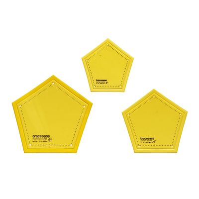 Conjunto de 3 Moldes/Estênceis de Pentágono para Quilting, Patchwork e Costura, 7,6/10,2/12,7 cm Faça Você Mesmo -ES - Traceease Amarelo