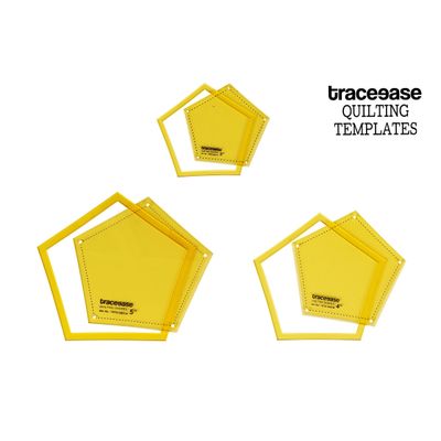 Conjunto de 3 Moldes/Estênceis de Pentágono para Quilting, Patchwork e Costura, 7,6/10,2/12,7 cm Faça Você Mesmo -ES - Traceease Amarelo