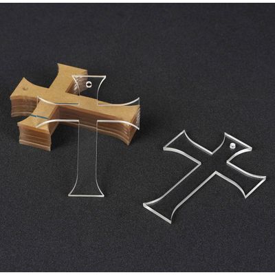 Traceease Cruz de 7,6 cm com Furo - Acrílico Transparente, Pingentes de Chaveiro em Branco para DIY - Pacote com 25, Espessura 3 mm - WE Transparente