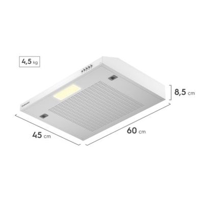 Depurador de Ar Continental 80cm Branco Alto Poder de Sucção e 3 Velocidades (DC8PW) 127V