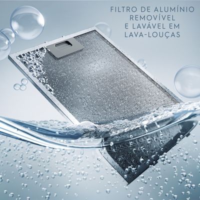 Depurador de Ar Electrolux 60cm Preto Alto Poder de Sucção, Luz LED e Filtragem Dupla (DE6SB) 220V