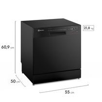 Lava-Louça Electrolux 8 Serviços Preta com Programa Lava e Seca 50 min (LP08E)