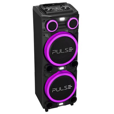 Caixa de Som Torre Multilaser Pulse Double SP156 Bluetooth 2700W RMS Luz LED Preto / Bivolt