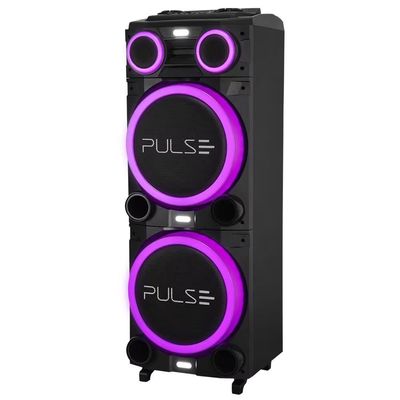 Caixa de Som Torre Multilaser Pulse Double SP156 Bluetooth 2700W RMS Luz LED Preto / Bivolt