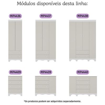 Cômoda Infantil 65cm Com 4 Gavetas Dengo Multimóveis Mp4409 Branco/off White Branco/off White