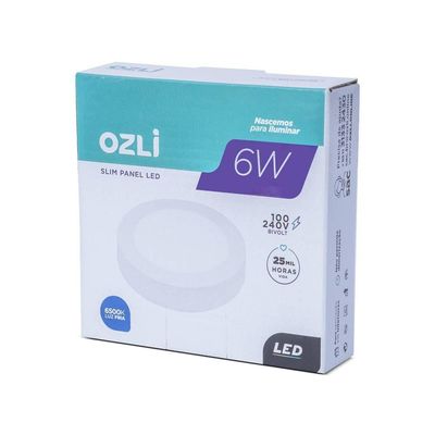 Plafon Led Sobrepor 6w Redondo 6500k Branco Frio Bivolt - Unidade