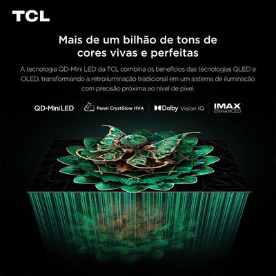 Smart TV 65 65C7K 4K QD-Mini Led 144Hz com Sistema Operacional Google TV TCL Preto / Bivolt