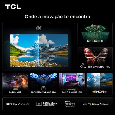 Smart TV 65 65C7K 4K QD-Mini Led 144Hz com Sistema Operacional Google TV TCL Preto / Bivolt