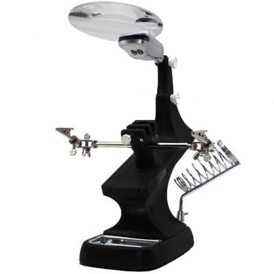 Lupa de Mesa com Garras e Iluminação LED USB Lorben