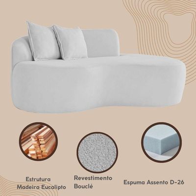 Sofá Orgânico Sala E Recepção Bouclé Cinza Claro