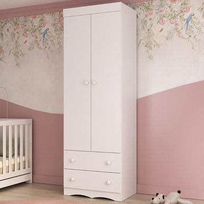 Guarda-roupa Infantil 62cm 2 Portas E 2 Gavetas Realeza Multimóveis Mp4451 Branco Branco