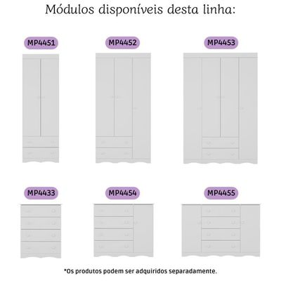 Guarda-roupa Infantil 62cm 2 Portas E 2 Gavetas Realeza Multimóveis Mp4451 Branco Branco