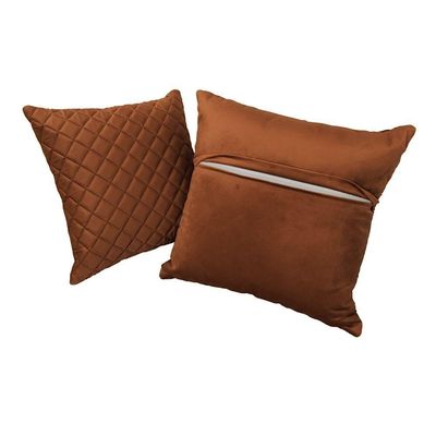 Kit 2 Almofadas Tressê 50x50cm E 40x40cm Veludo Terracota - Nexta Casa
