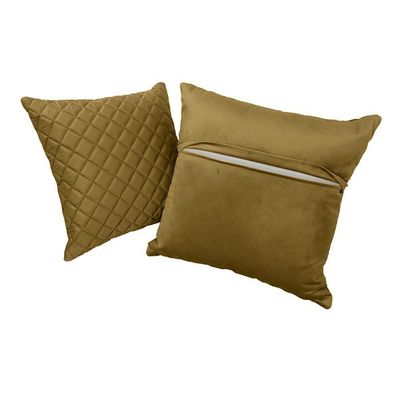 Kit 2 Almofadas Tressê 50x50cm E 40x40cm Veludo Mostarda - Nexta Casa