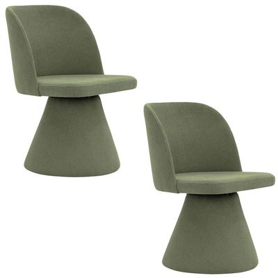 Kit 02 Cadeiras De Jantar Liz Base Fixa Linho Verde - Nexta Casa