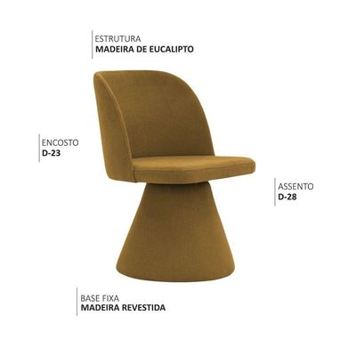 Kit 02 Cadeiras De Jantar Liz Base Fixa Linho Mostarda - Nexta Casa