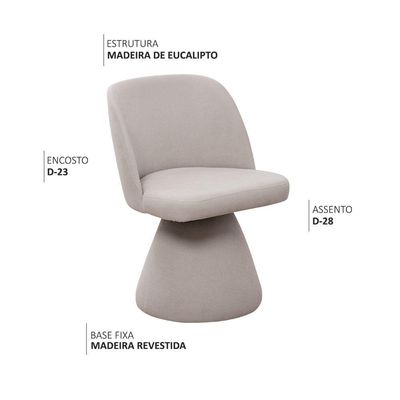 Kit 02 Cadeiras De Jantar Liz Fixa Poliéster Cinza Suave - Nexta Casa
