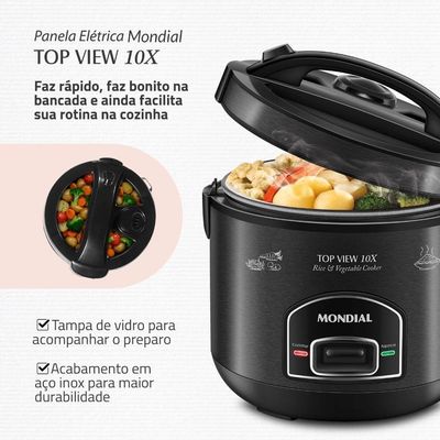 Panela Elétrica Top View 10x Mondial Black Inox 700W PE-30-10X 110V