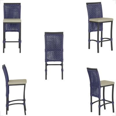 Mesa Bistrô E 2 Banquetas Roma Preta Corda Estofado 7 Trama Azul