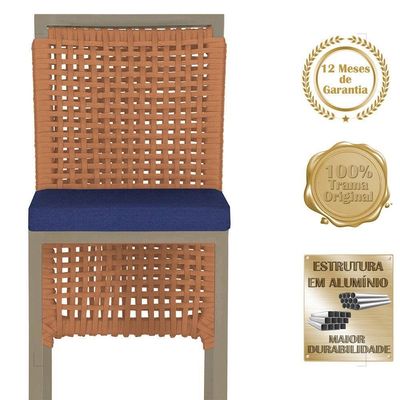 Mesa Bistrô 4 Banquetas Roma Fendi Corda Estofado 10 Trama Terra Cota