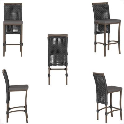 Mesa Bistro E 4 Banquetas Roma Marrom Corda Náutica 11 Preta