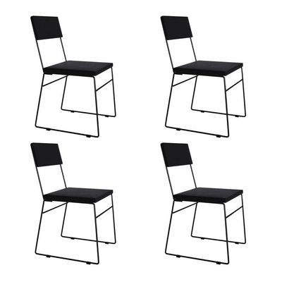 Kit 4 Cadeiras De Jantar Málaga Veludo Preto Para Mesa Sala Cozinha Conforto E Decoração - Preto