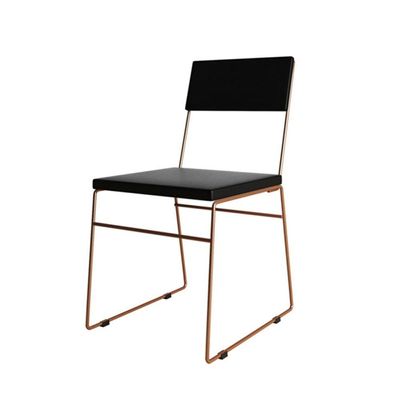 Kit 2 Cadeiras De Jantar Málaga Corino Base Cobre Para Mesa Sala Cozinha E Decoração - Cobre-preto