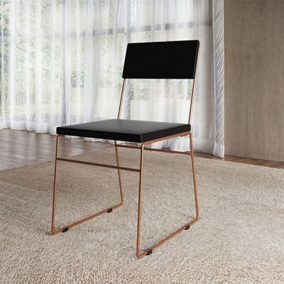 Kit 2 Cadeiras De Jantar Málaga Corino Base Cobre Para Mesa Sala Cozinha E Decoração - Cobre-preto