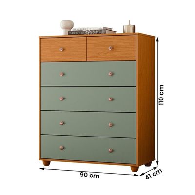 Cômoda Quarto Vittoria Com 6 Gavetas Cinamomo-salvia