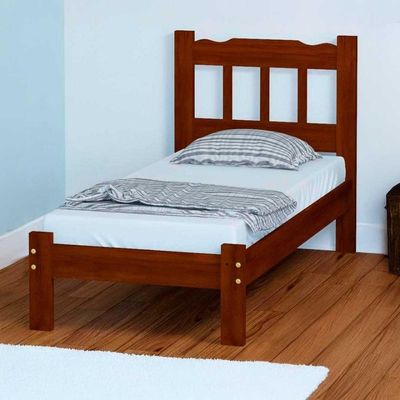 Cama Solteiro Madeira Maciça Reforçada Com Colchão